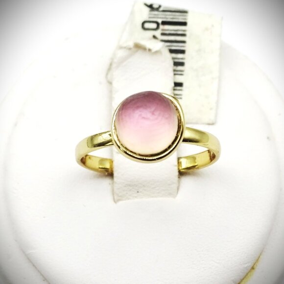 ALEXIS BITTAR Gold Plated Pink Iridescent Lucite Sphere Ring Size 7 - Picture 2 of 6
